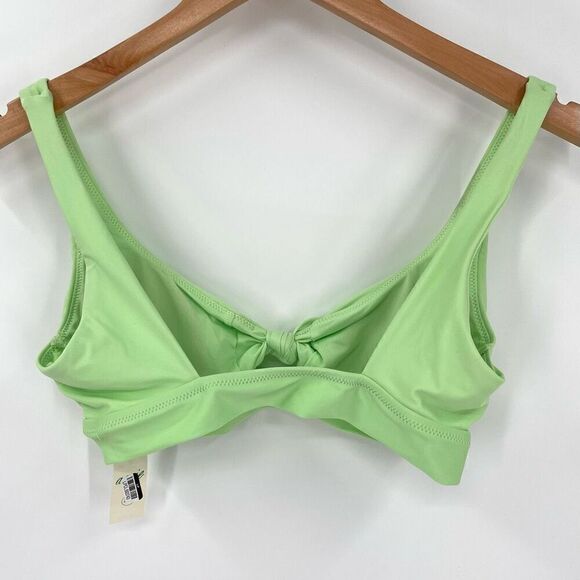 Aerie Tie Banded Wide Strap Scoop Bikini Top Green Women Small New With Tag - Picture 2 of 8